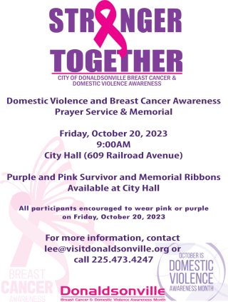 Flyer about domestic violence and breast cancer prayer service