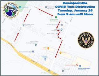 Picture of map for drive thru covid test event at frank sotile pavilion