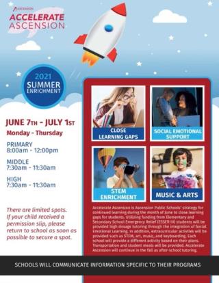 Flyer with summer enrichment program information