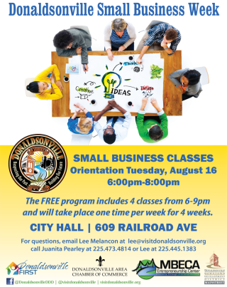 Flyer for Donaldsonville Small Business 