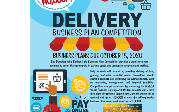 Deliver Safe Business Plan Competition Flyer with Details of $10,000 Grant for New Delivery Service Business