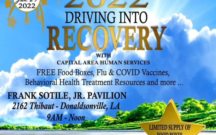 flyer announcing driving into recover event with capitol area human services