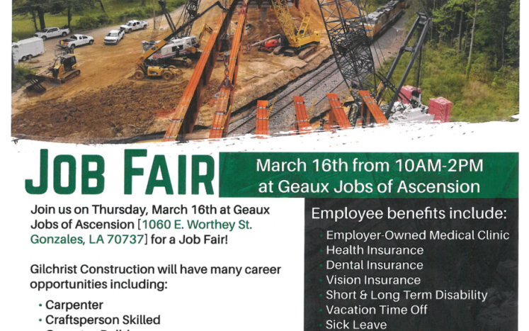 Gilchrist Construction Job Fair Flyer